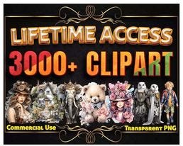 LIFETIME ACCESS — 3000+ Printable Premium Clipart